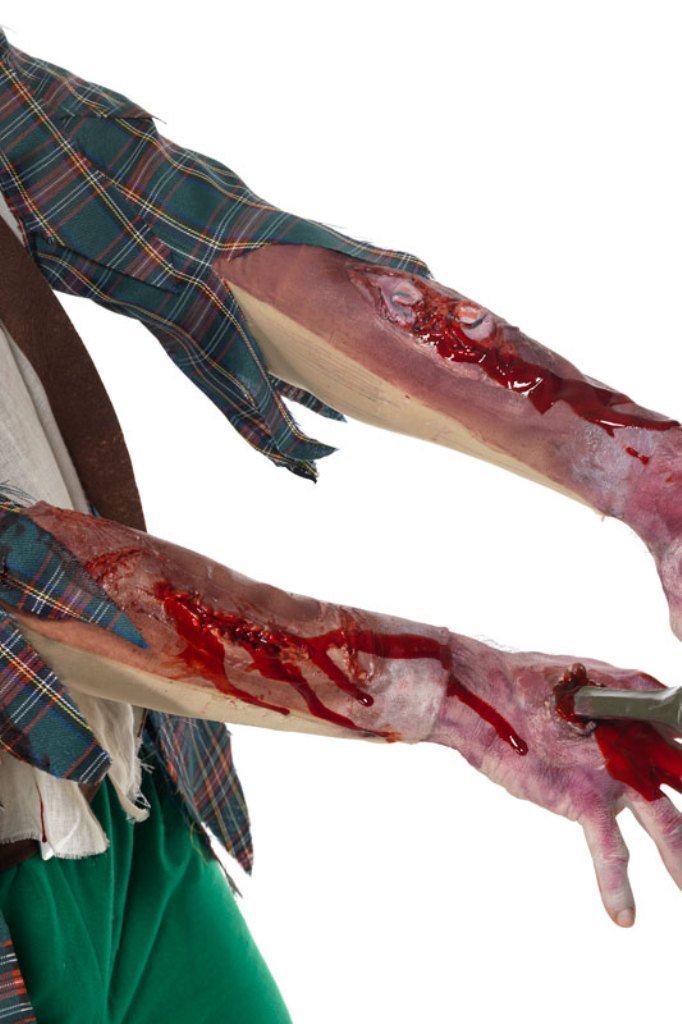 1 Stück Faschings Latex Ärmel mit Wunde Karneval Restposten