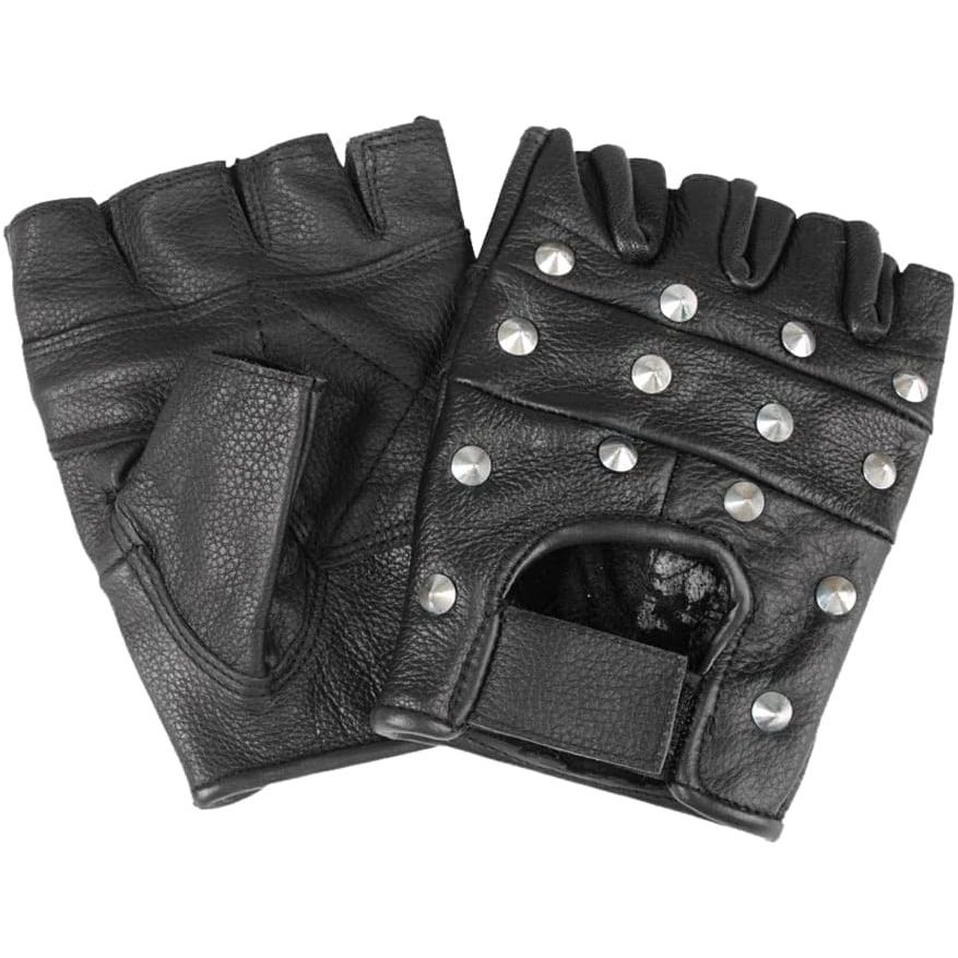 Biker Leder Fingerlinge mit Nieten schwarz XL