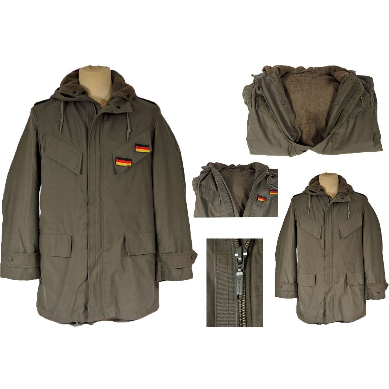 Original Bundeswehr Parka mit Futter und Abzeichen oliv neu M