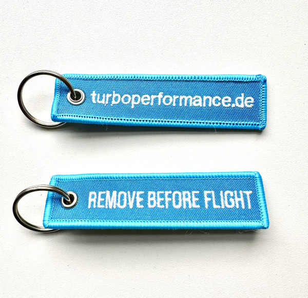 TurboPerformance Schlüsselanhänger blau 'Remove before flight'