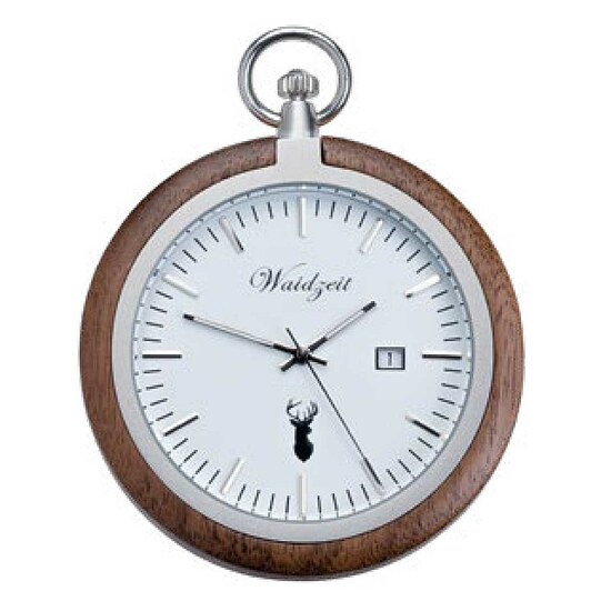 Waidzeit TW01 Modell Taschenuhr Walnuss mit Quarzwerk