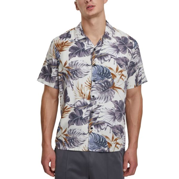 Urban Classics - Viscose Resort Shirt Hemd blue leaves