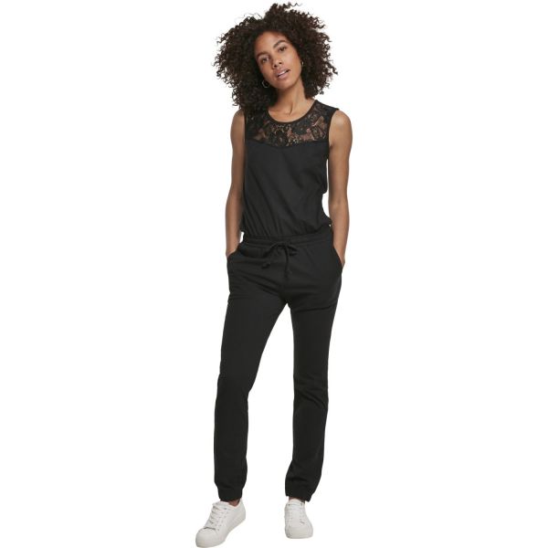 Urban Classics Ladies - Spitze Lace Jumpsuit schwarz