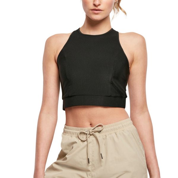 Urban Classics Ladies - Cropped Shiny Rib Tank Top