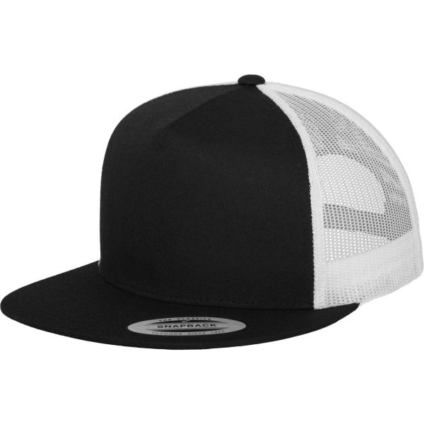 Flexfit Trucker 5-Panel Snapback Cap - schwarz / weiß