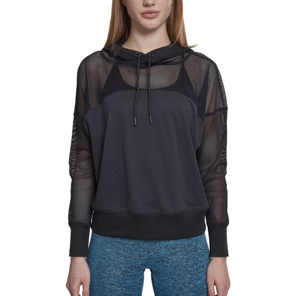 Urban Classics Ladies - Sport Fitness Mesh Hoody schwarz