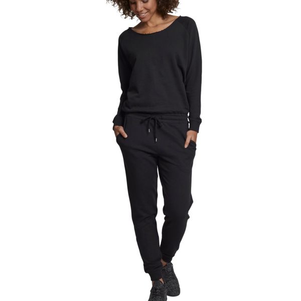 Urban Classics Ladies - Terry Longsleeve Jumpsuit schwarz