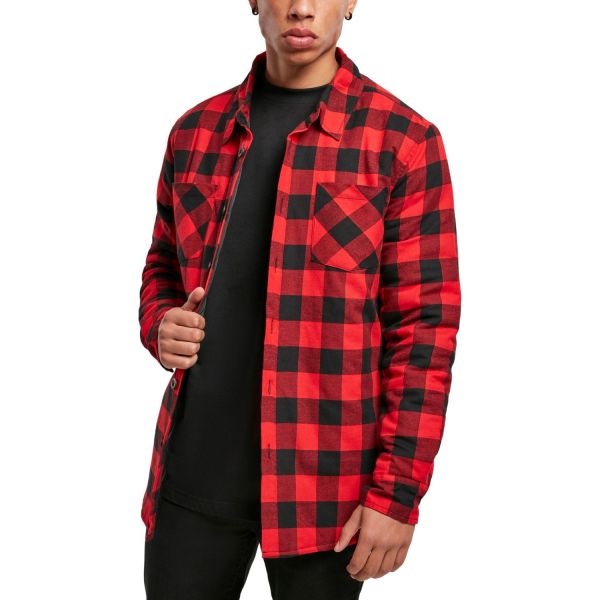 Urban Classics - Check Flannel Hemd rot, gefüttert