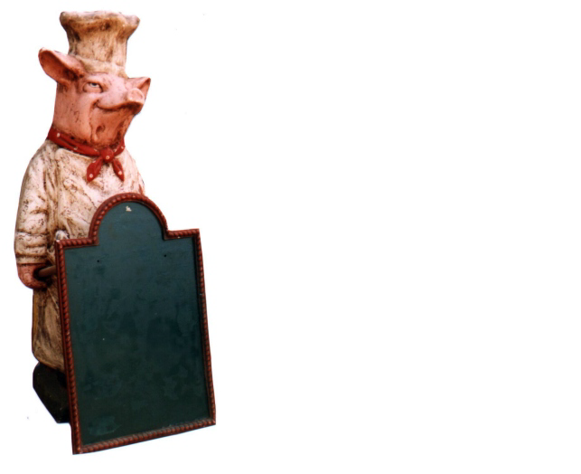 Restaurant Ständer Tafel Steak Figur Statue Skulptur Figuren Skulpturen Gastro