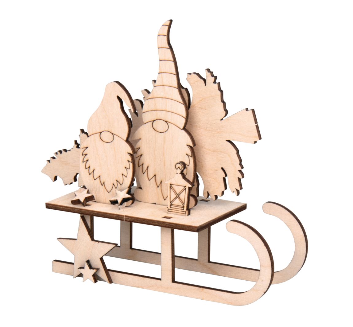 Holz-Steckmotiv 'Wichtel-Schlitten'