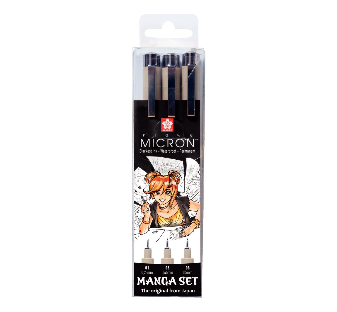Sakura  Pigma Micron 'Manga Sammlung', 3er-Set, Schwarz