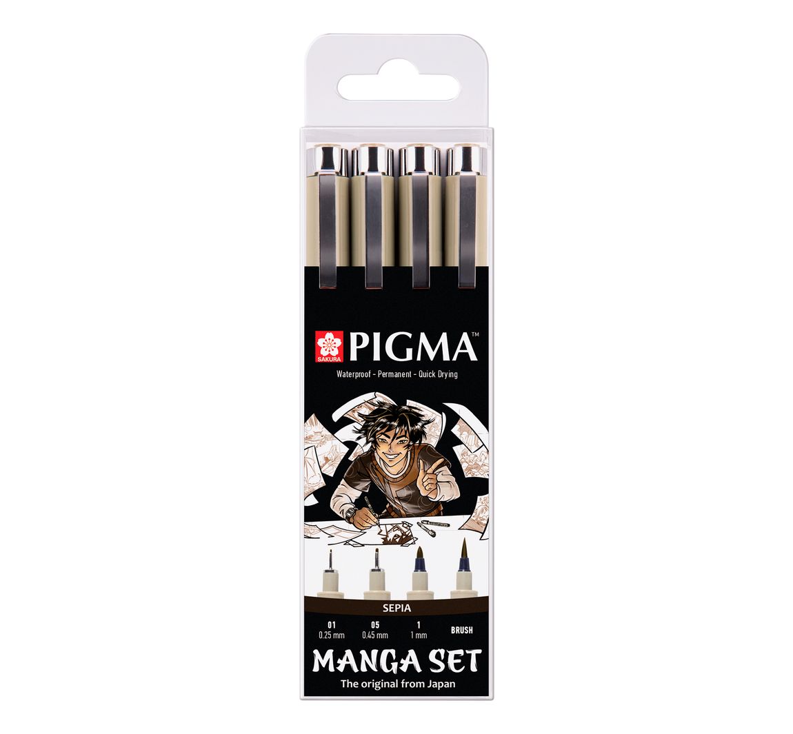 Sakura Pigma Micron 'Manga Sammlung', 4er-Set, Sepia