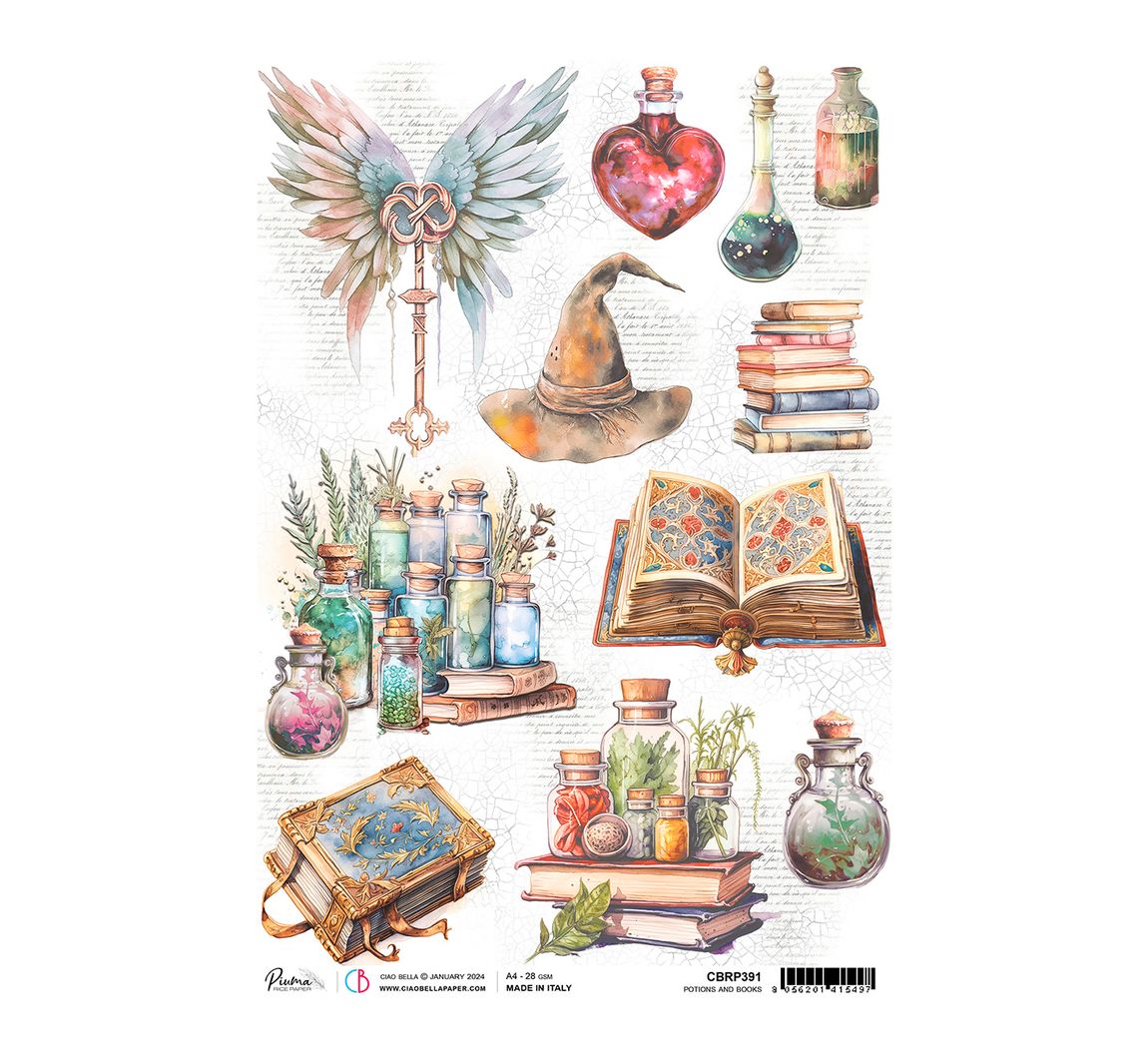 Motiv-Strohseide 'Wizard Academy - Bücher und Zaubertrank'