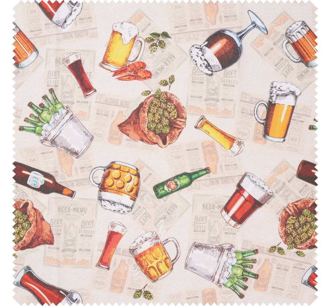 Motiv-Stoff Leinenoptik 'Bier'