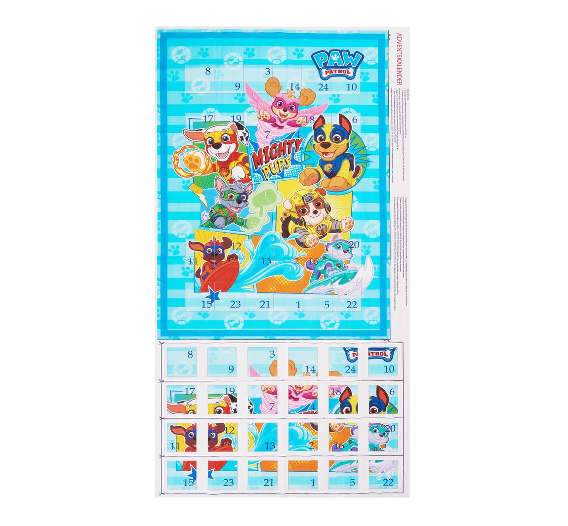 Adventskalender Stoffpanel 'Paw Patrol Mighty Pups', ca. 150 x 80 cm