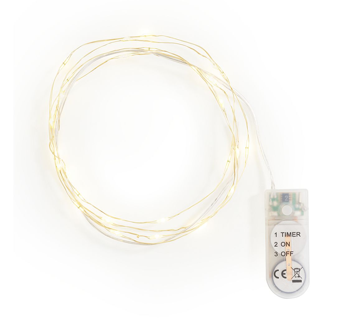 Micro-LED-Lichterkette mit Timer 6/18Std., 30 LEDs, L 1,95 m