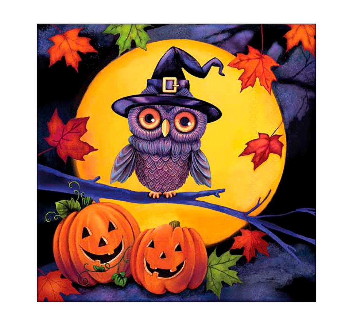 Serviette 'Helloween Eule'