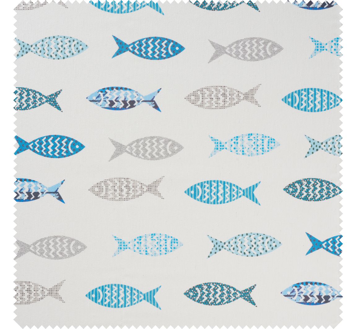 Baumwoll-Stoff 'Fische', Acryl beschichtet