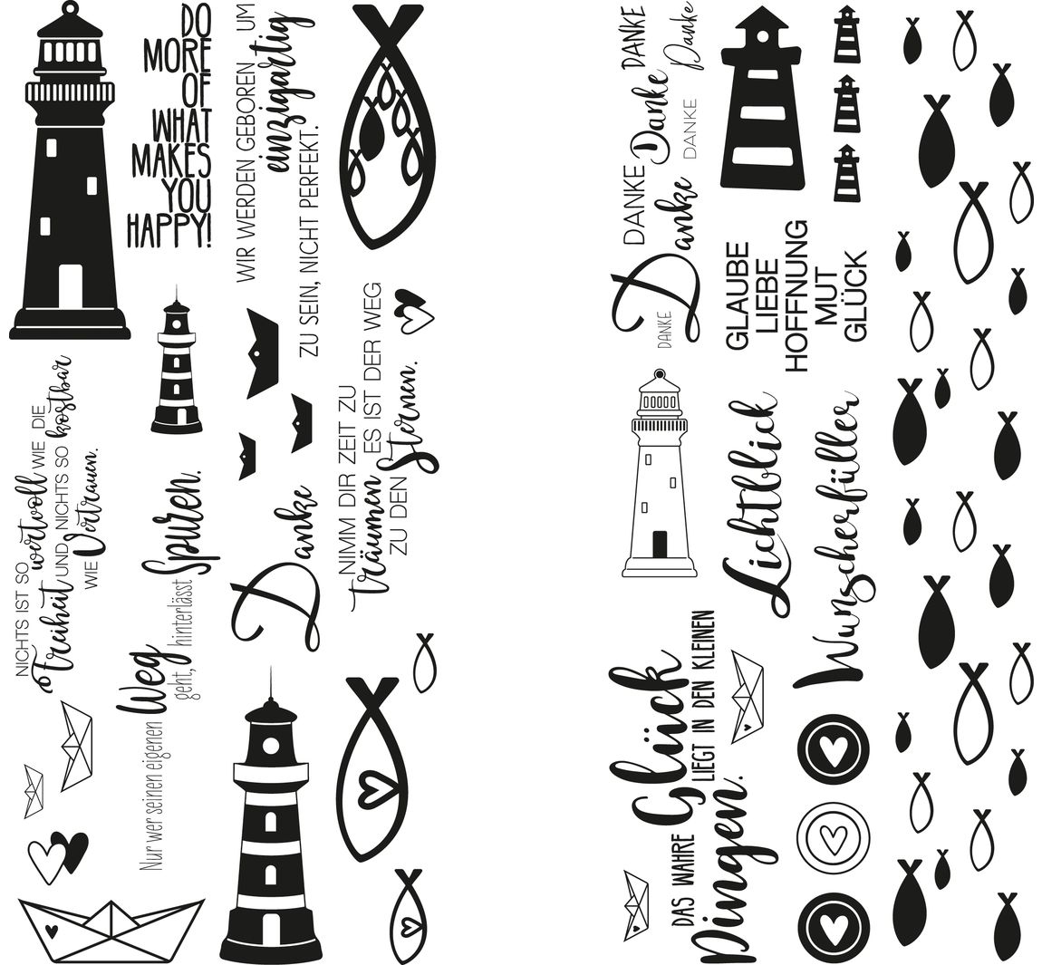 Transferfolie 'Leuchtturm, Fische & Co'