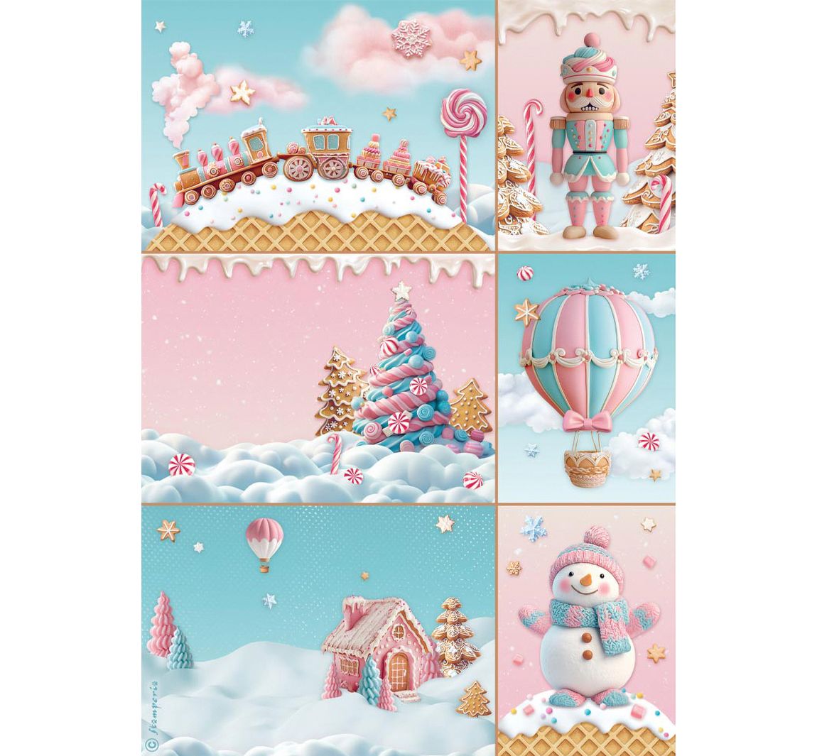 Motiv-Strohseide 'Candy Christmas - Cards'