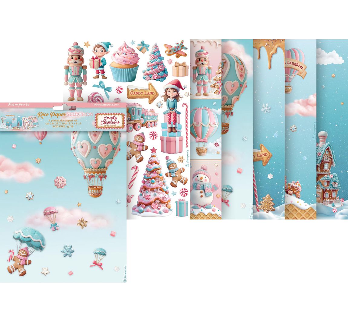 Motiv-Strohseiden Sortiment 'Candy Christmas', 6er-Set