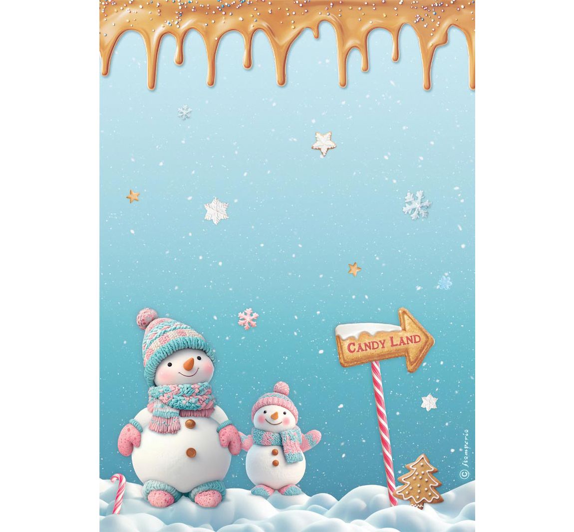 Motiv-Strohseide 'Candy Christmas - Snowman'