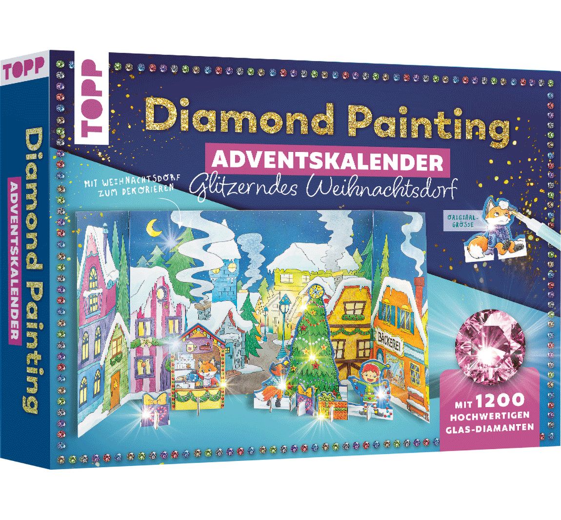 Kreativ-Set 'Diamond Painting - Adventskalender Glitzerndes Weihnachtsdorf'