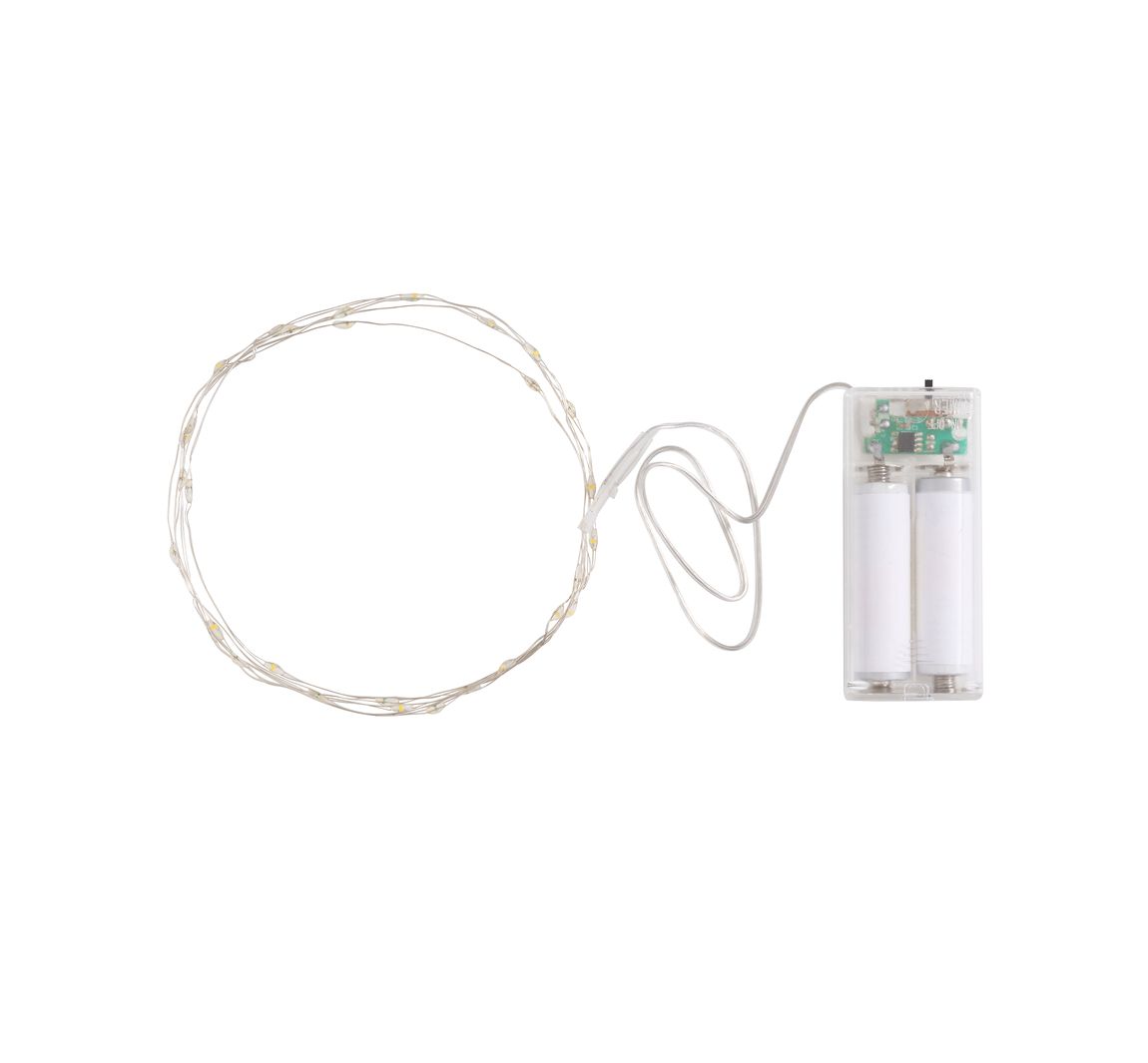 VBS Micro-LED-Lichterkette, mit Timer, silberfarbener Draht, 30 LEDs
