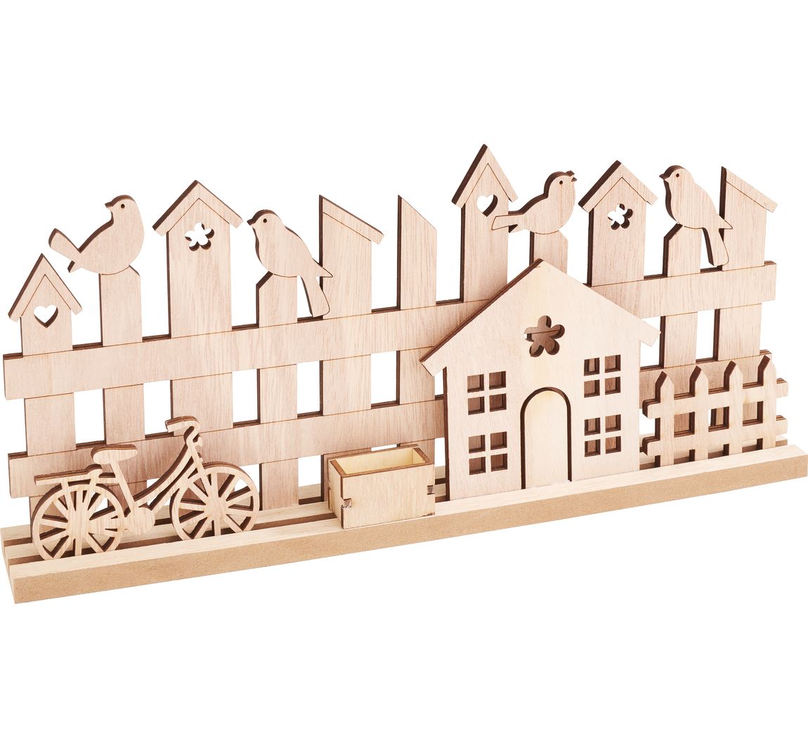 VBS Holz-Steckmotiv 'Fahrrad am Gartenzaun'