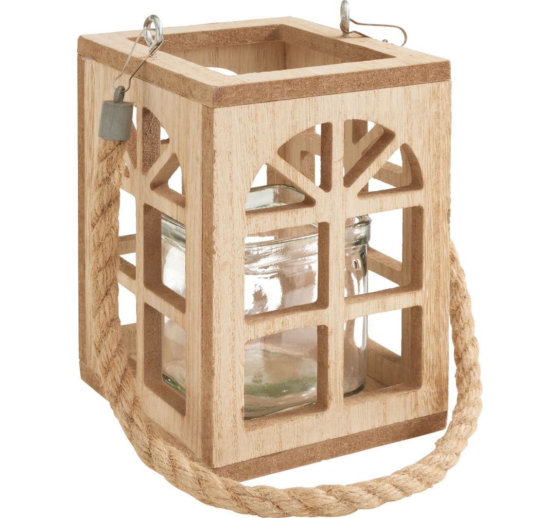 Holz-Laterne mit Fenster-Ausschnitten