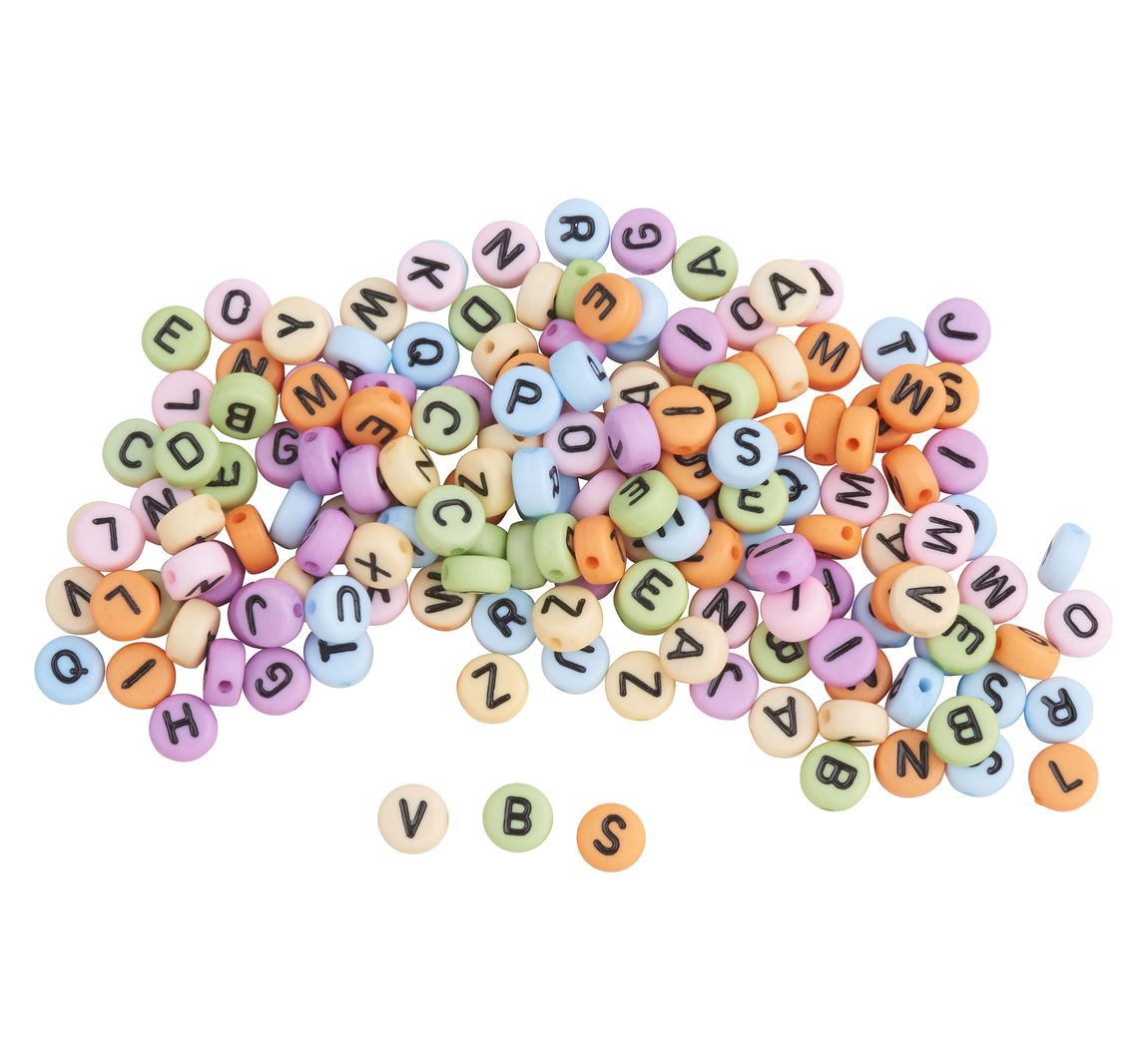 Perlen-Buchstaben Set, Rund - Pastell