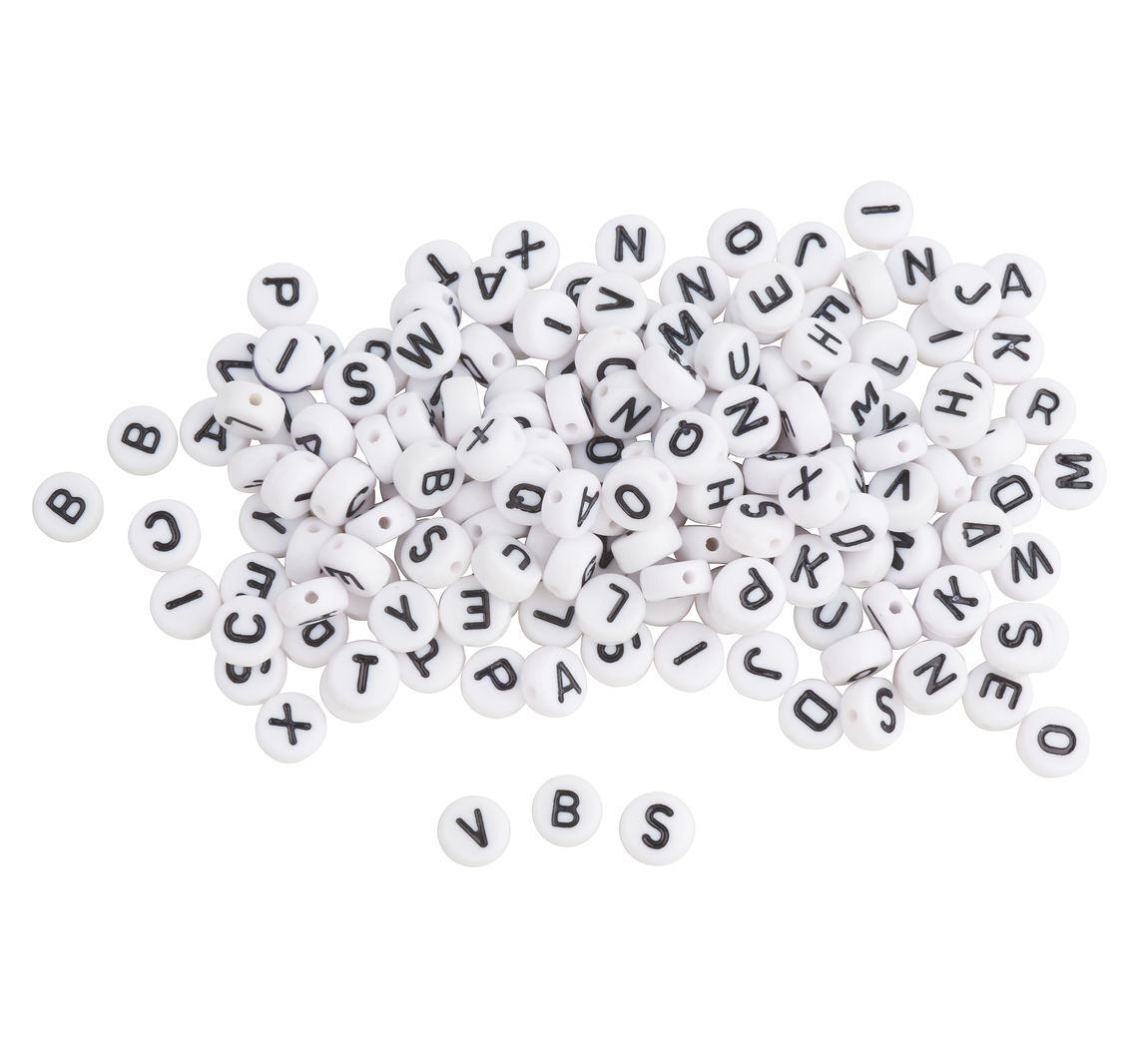 Perlen-Buchstaben Set, Rund - Weiß
