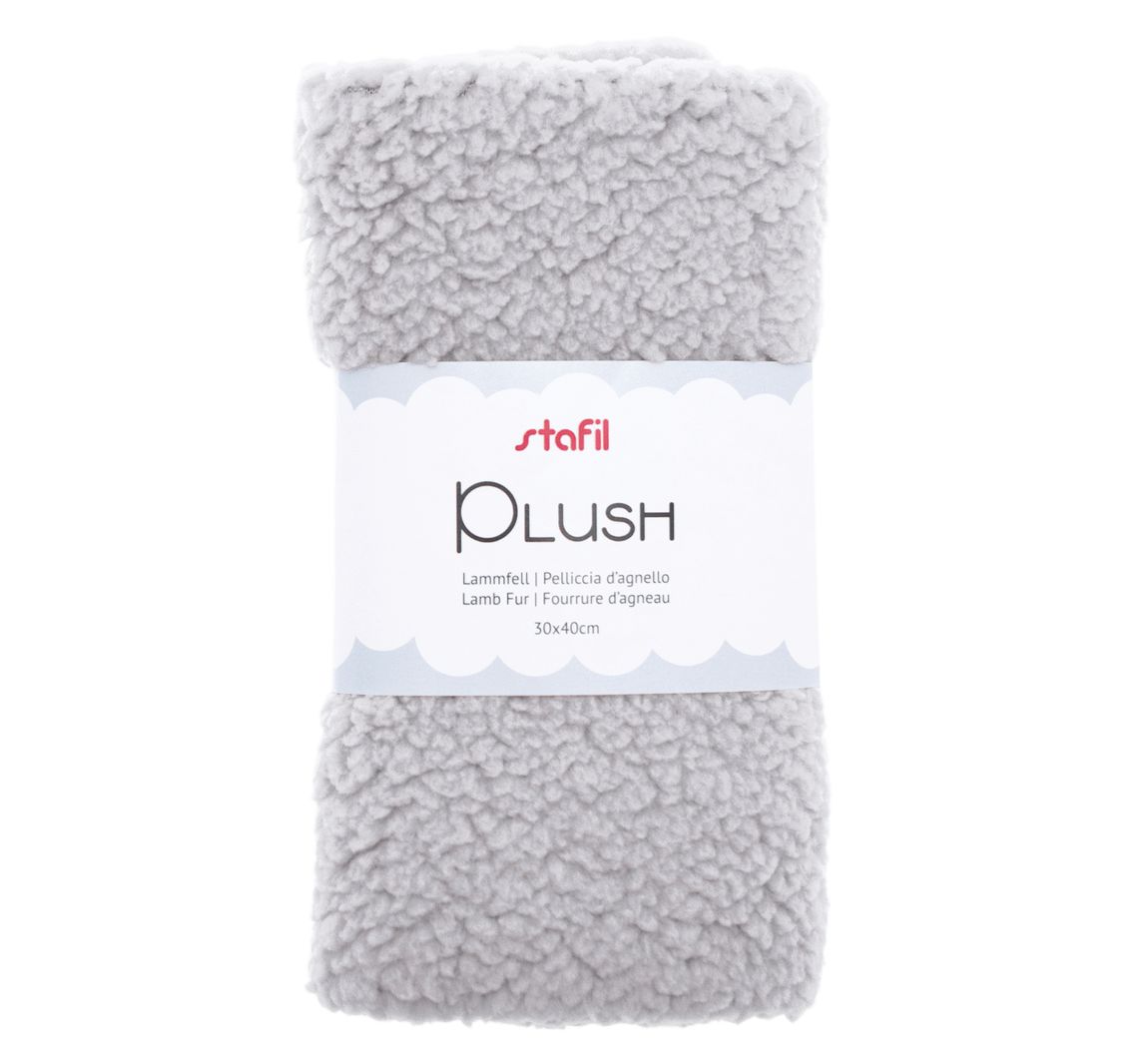 Plüsch Stoff  'Lammfell' - Hellgrau