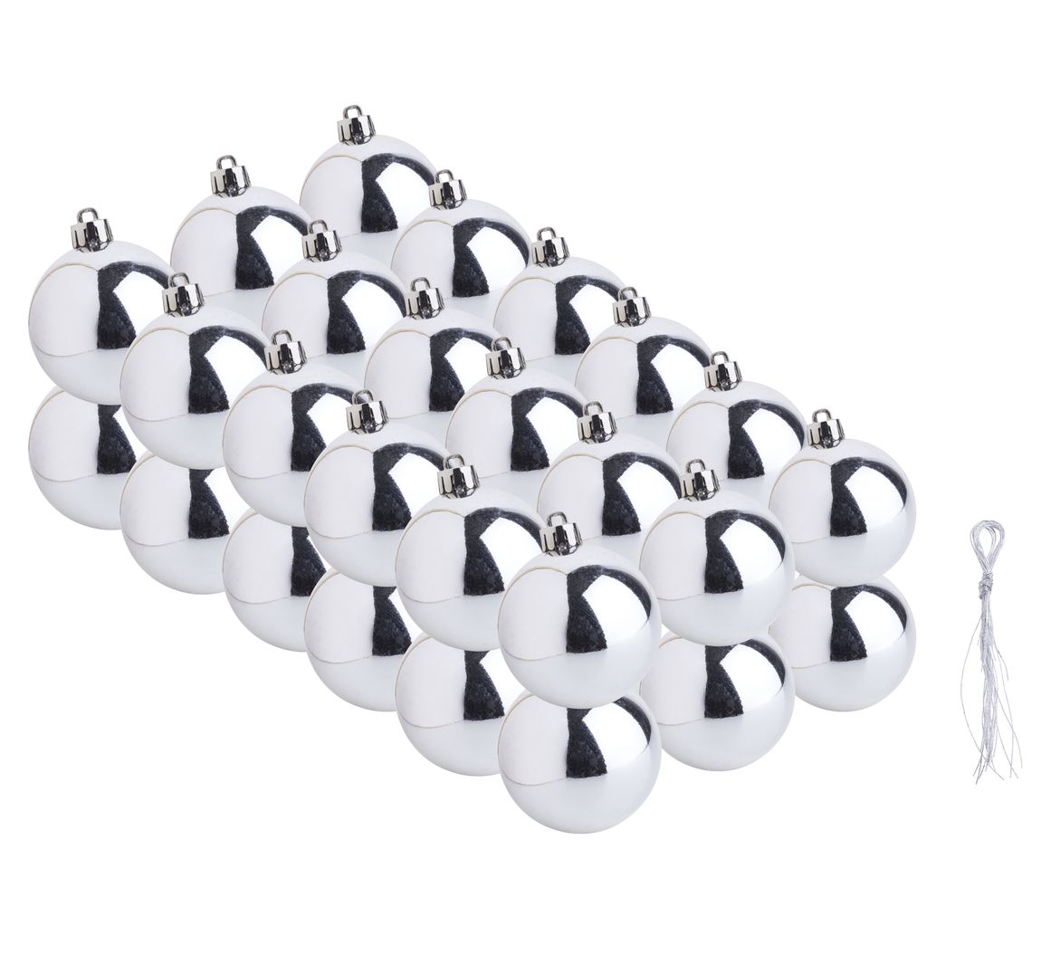 Weihnachtskugeln aus Kunststoff, 36 Stück - Silber
