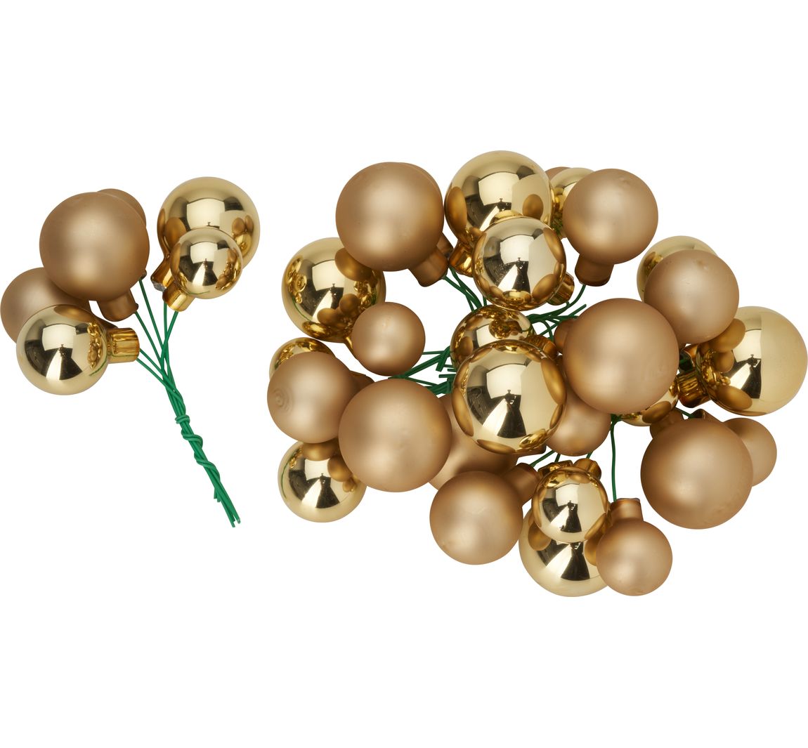 Weihnachtskugeln aus Glas am Draht - Gold-Mix