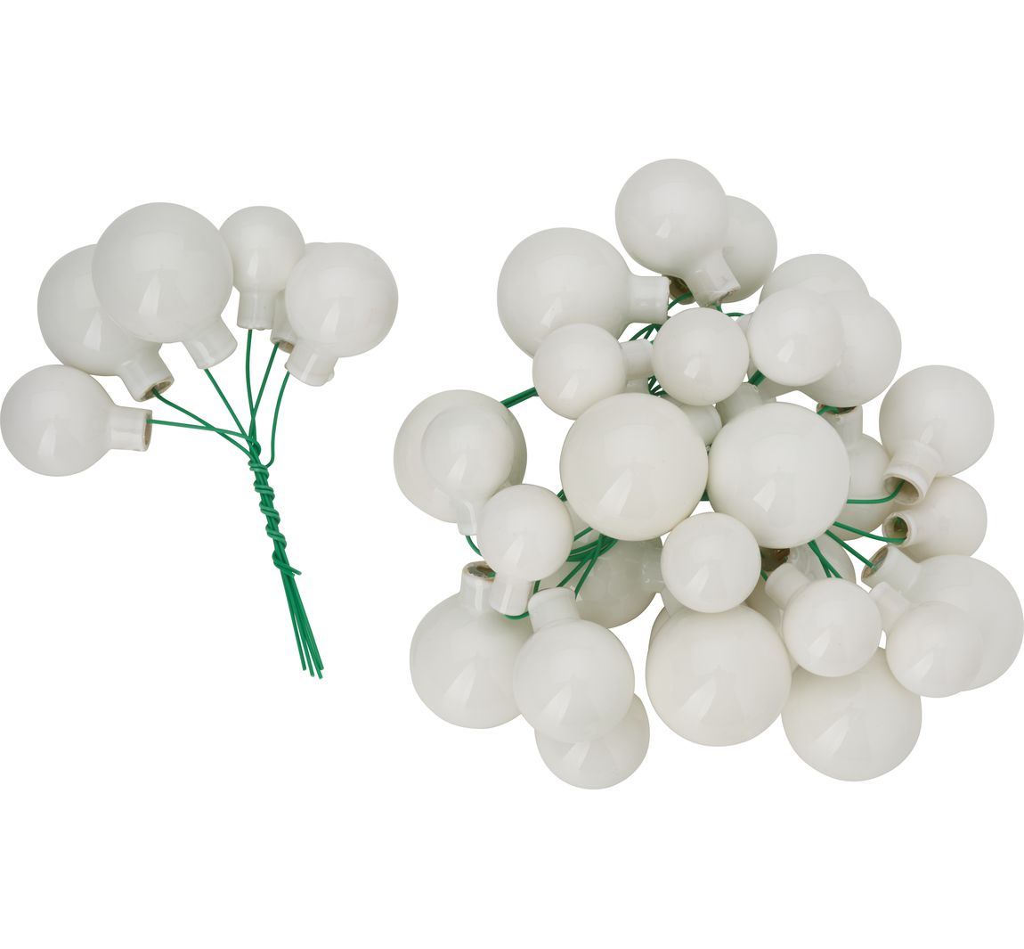 Weihnachtskugeln aus Glas am Draht - Weiß-Opal
