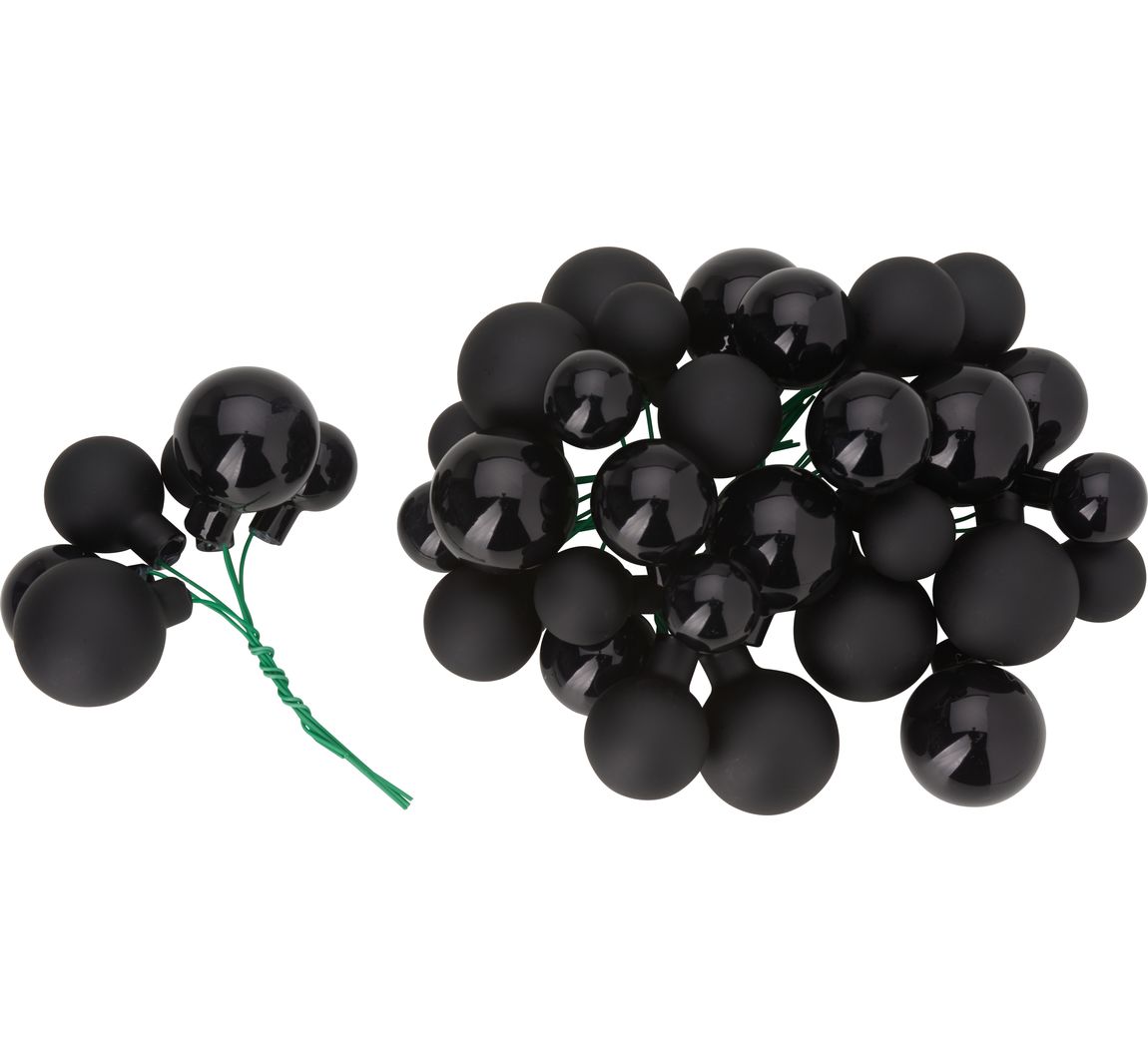 Weihnachtskugeln aus Glas am Draht - Schwarz-Mix