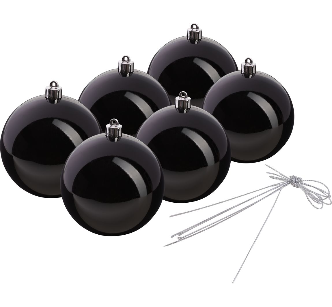 Weihnachtskugeln aus Kunststoff, Ø 100 mm - Schwarz