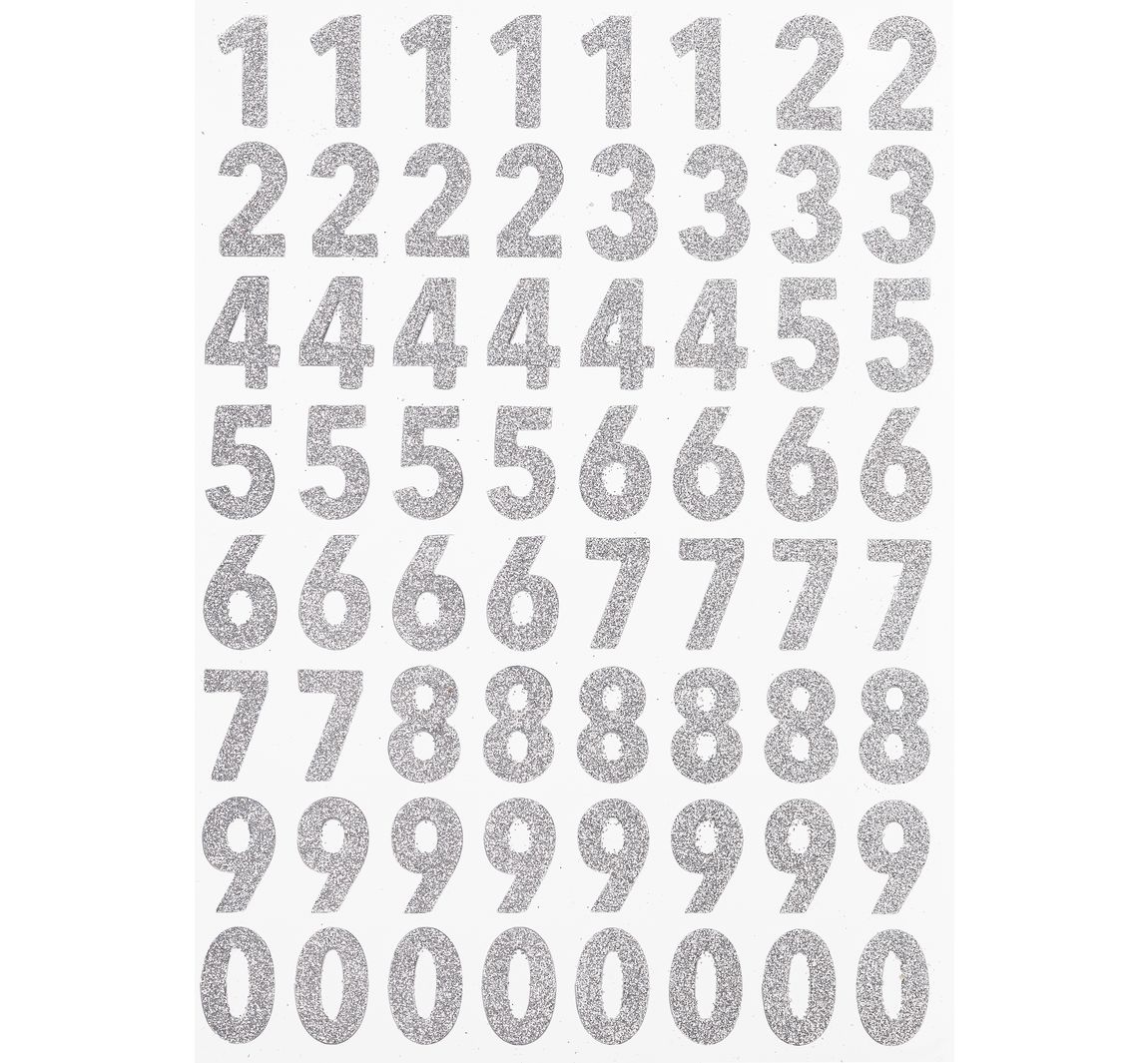 Glitzer-Sticker 'Zahlen' - Silber