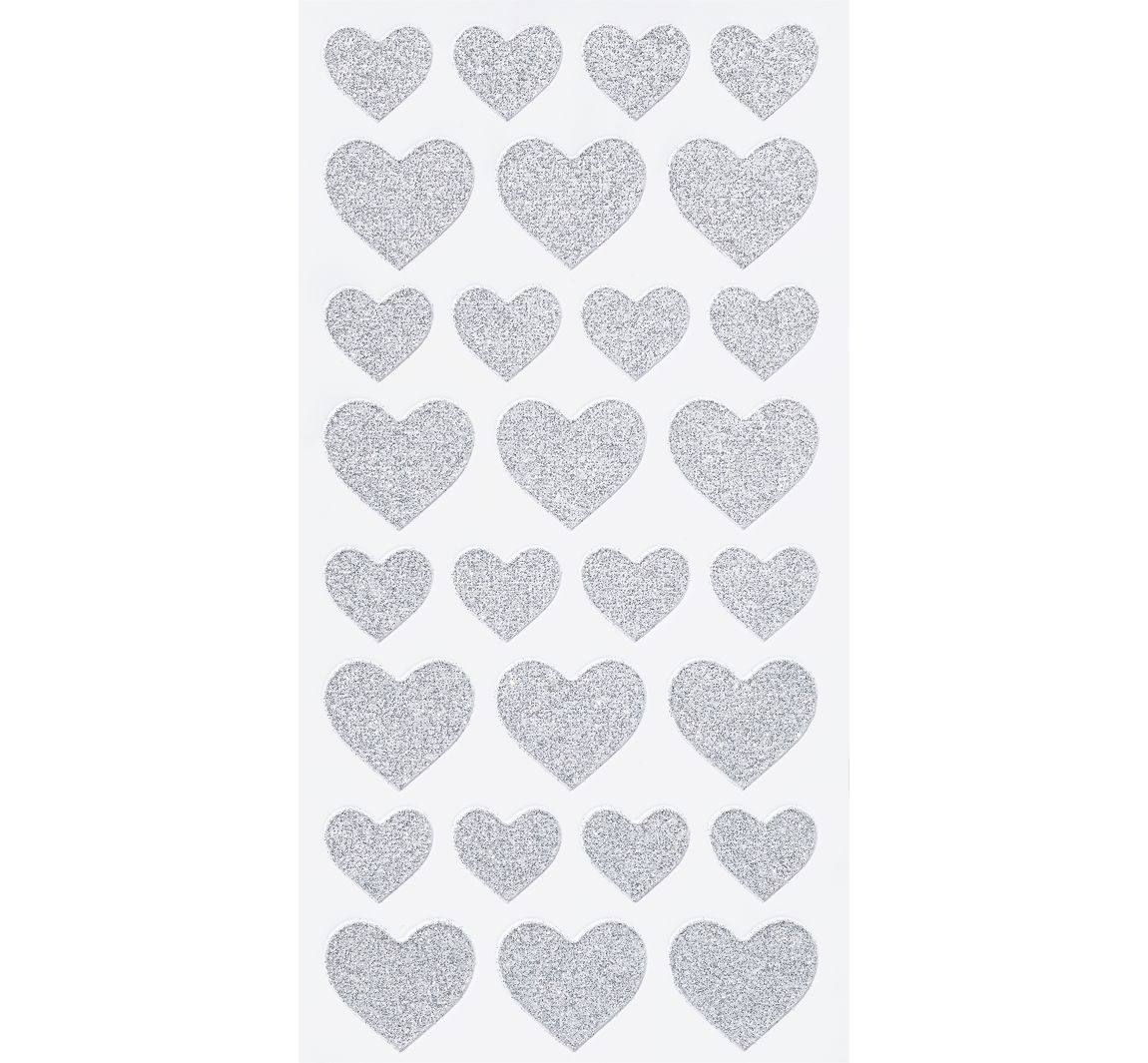 Glitzer-Sticker 'Herzen' - Silber