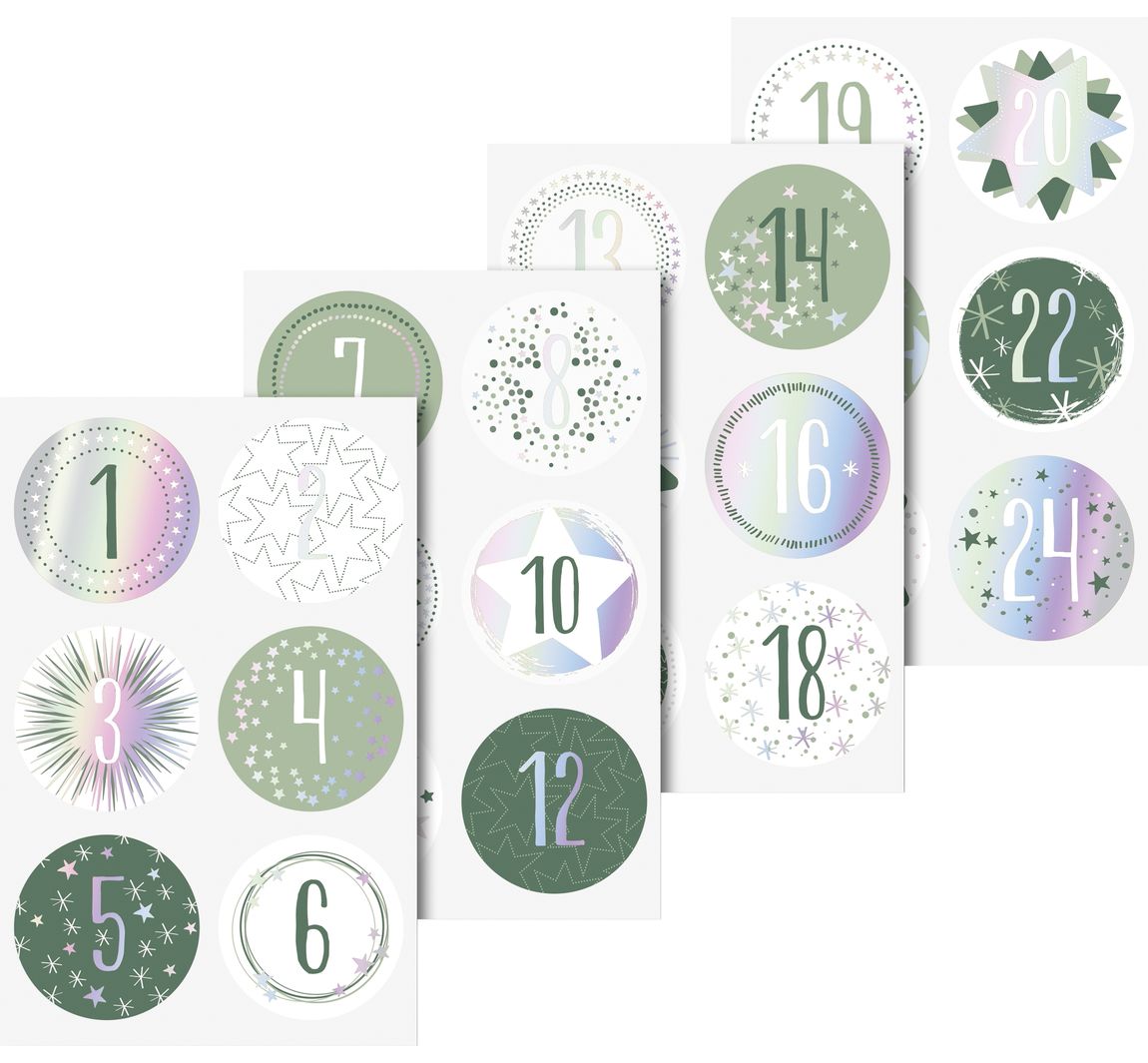 Sticker Adventszahlen - Silber irisierend