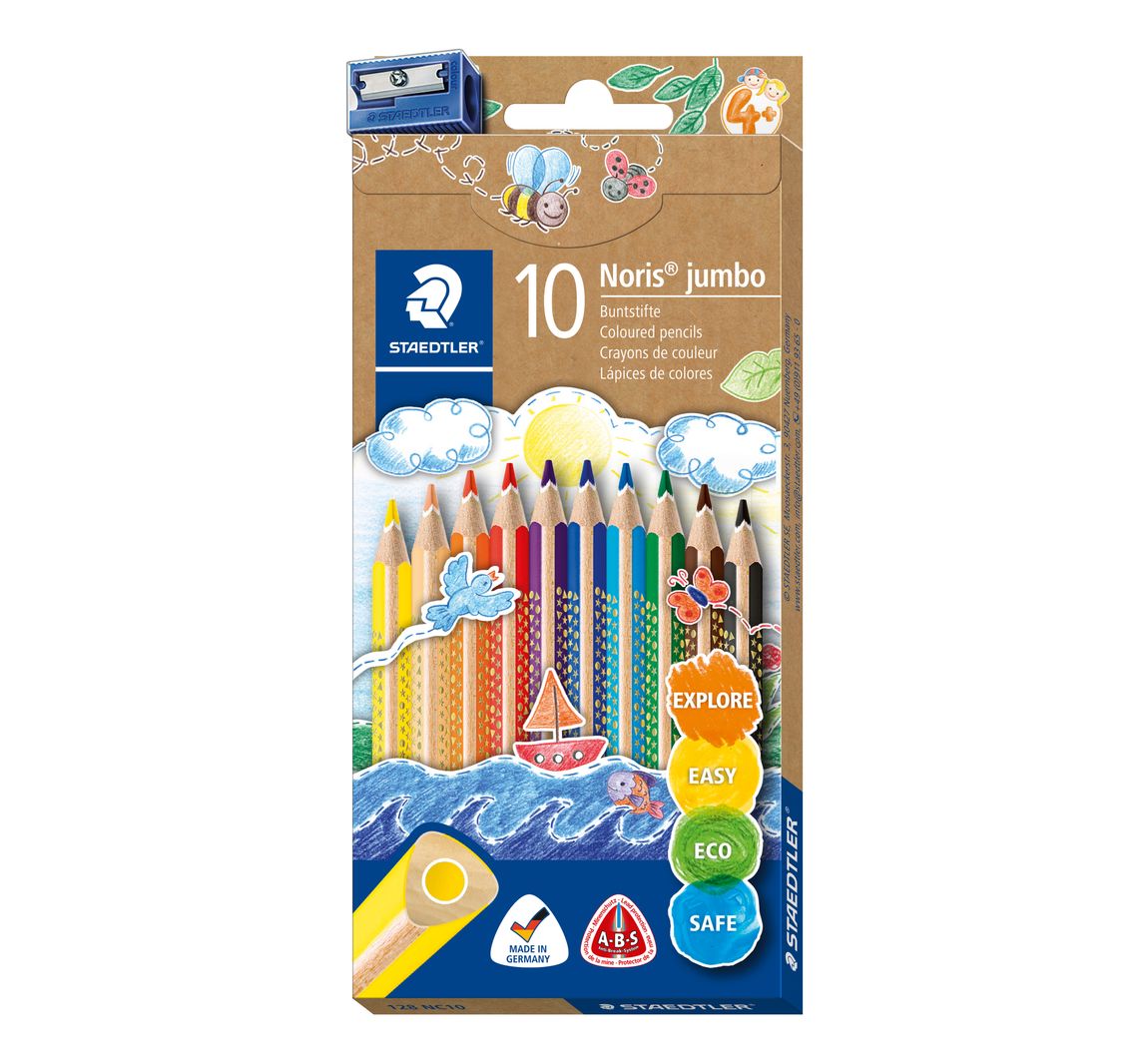 Staedtler Noris color Jumbo Buntstifte + Spitzer - 10er-Set