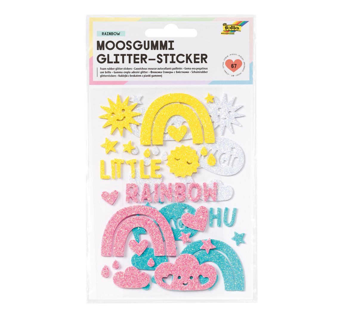 Moosgummi Glitter-Sticker - Rainbow