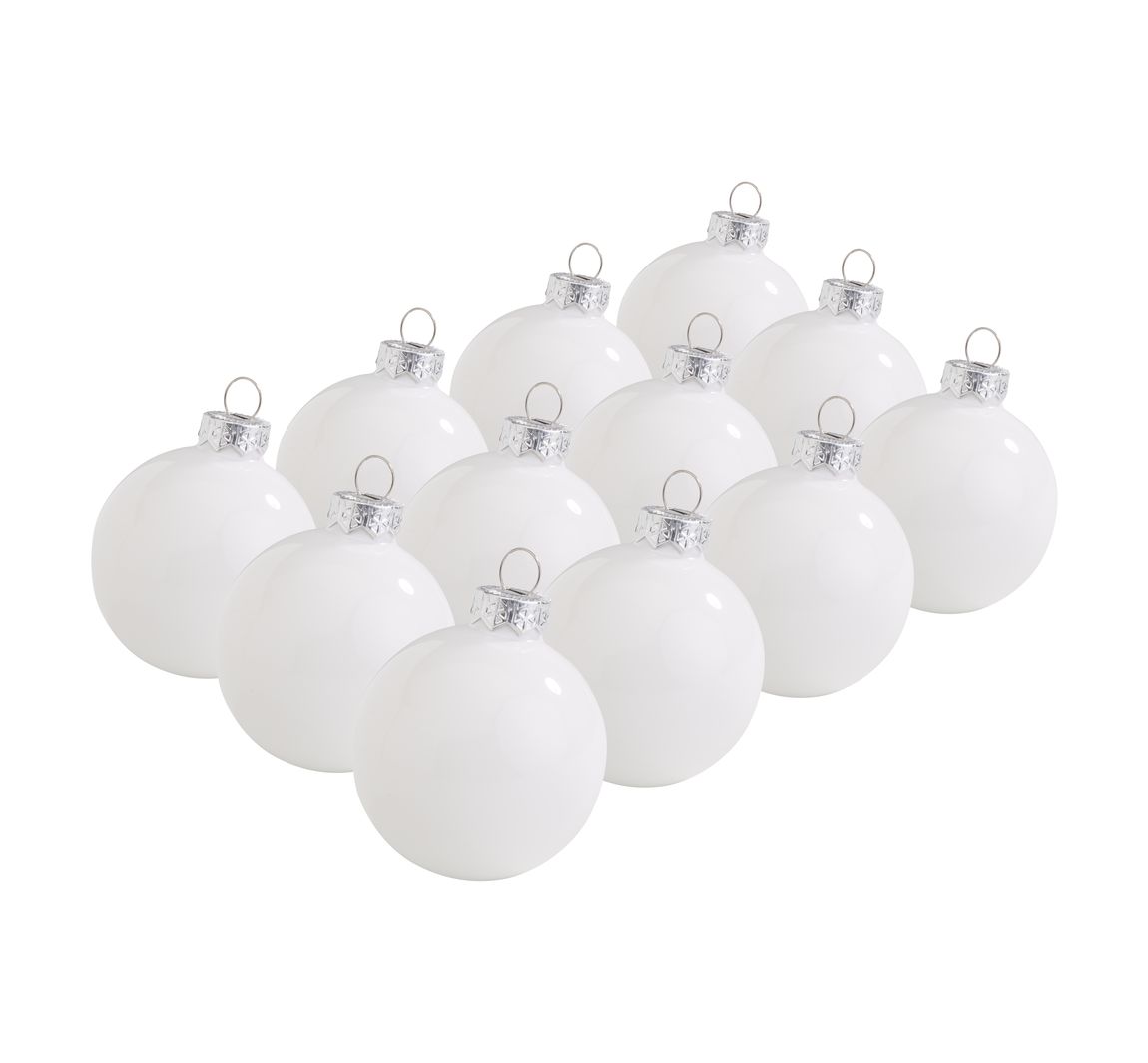 Weihnachtskugeln aus Glas, Ø 5,7 cm - Weiß-Opal