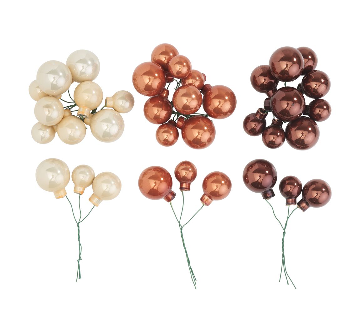 Weihnachtskugeln aus Glas am Draht - Opal/Natural-Mix