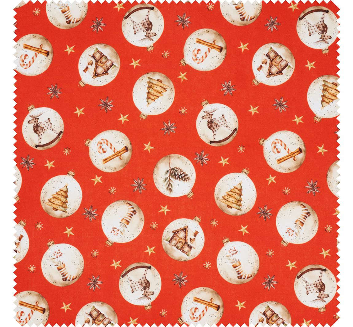 Baumwoll-Stoff 'Weihnachtskugeln' - Rot