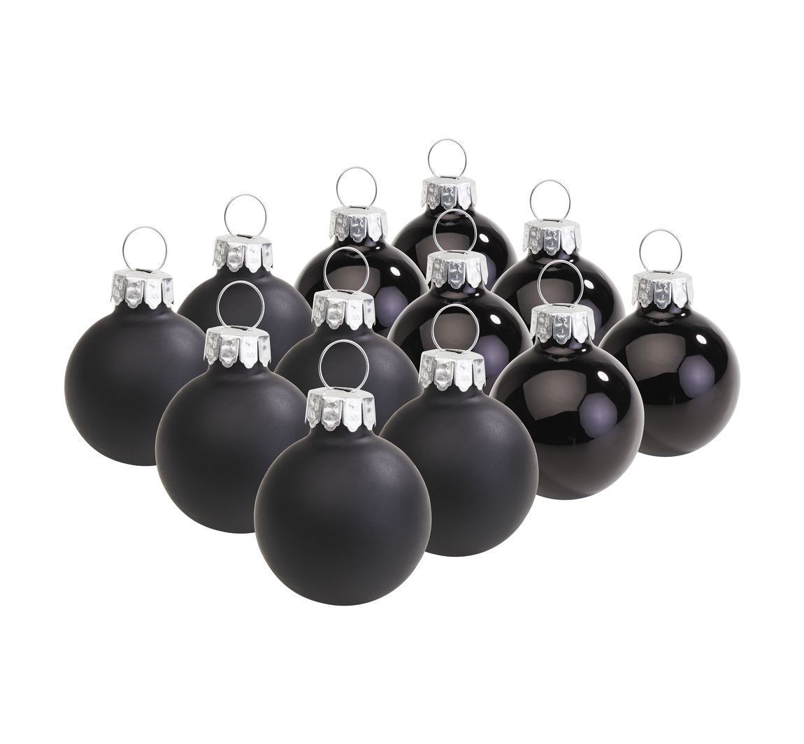 VBS  Weihnachtskugeln 'Mini' aus Kunststoff, Ø 3 cm - Schwarz