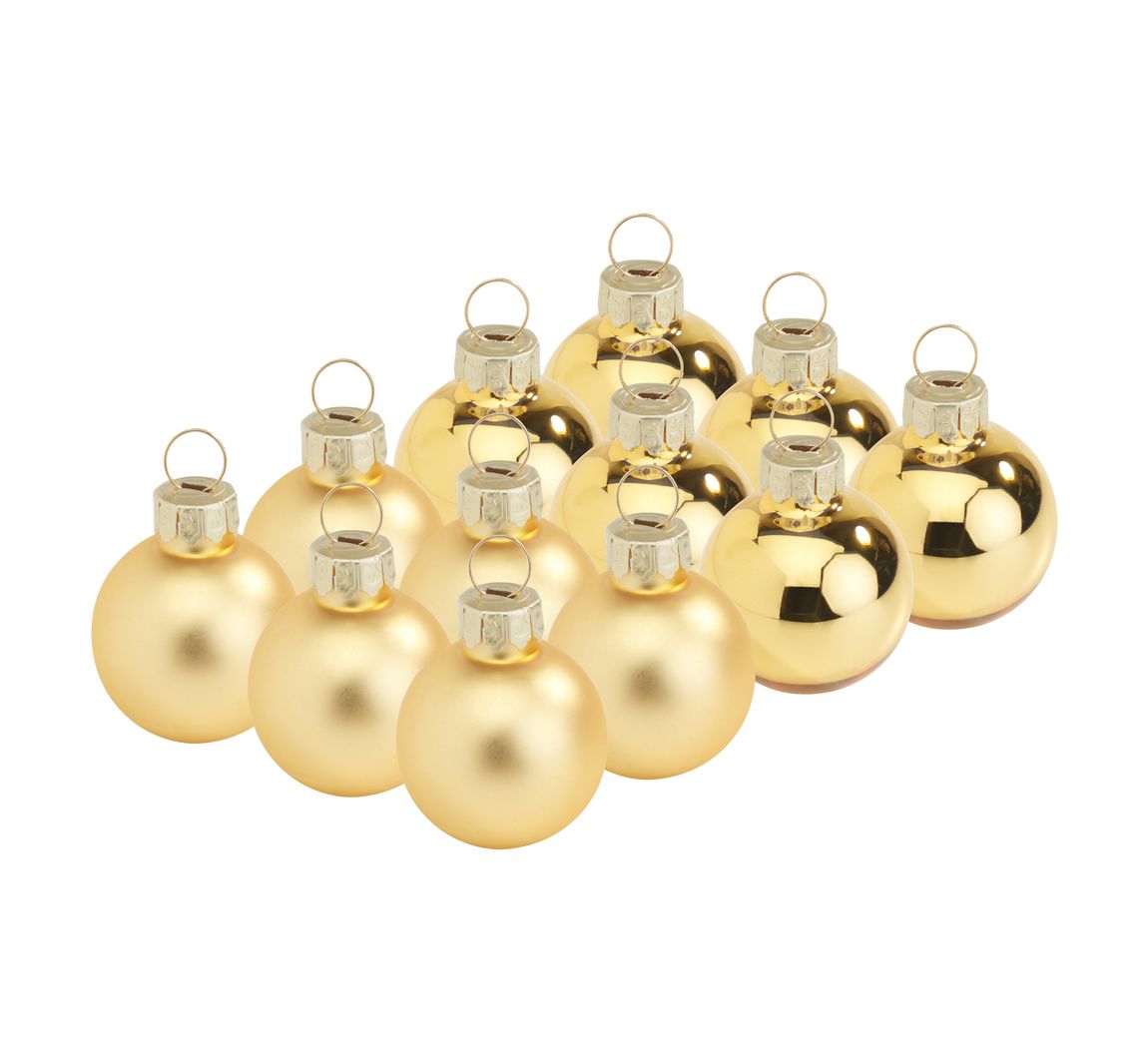 VBS  Weihnachtskugeln 'Mini' aus Kunststoff, Ø 3 cm - Gold