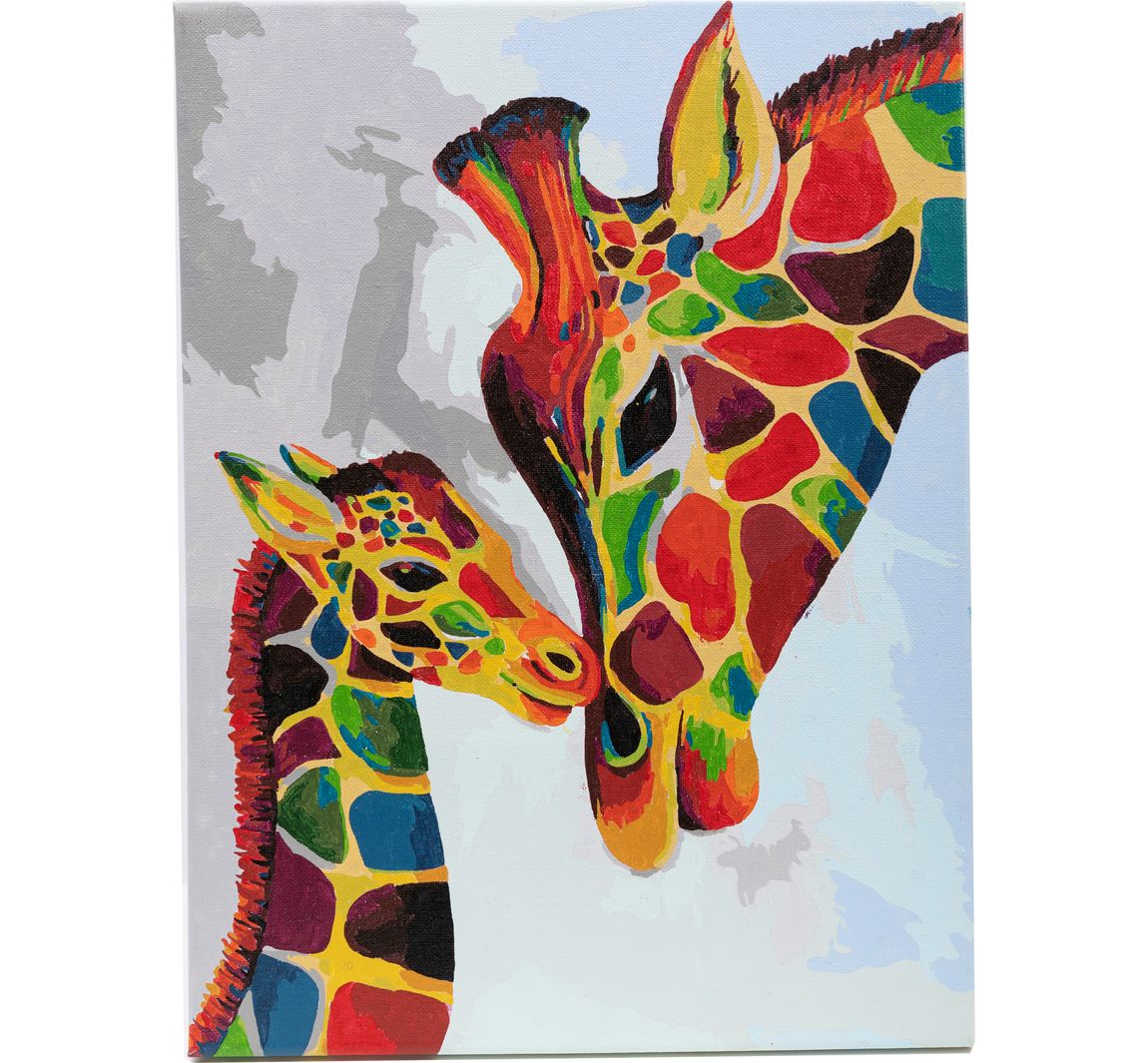 Malen nach Zahlen auf Keilrahmen, 30 x 40 cm - Colourful Giraffes