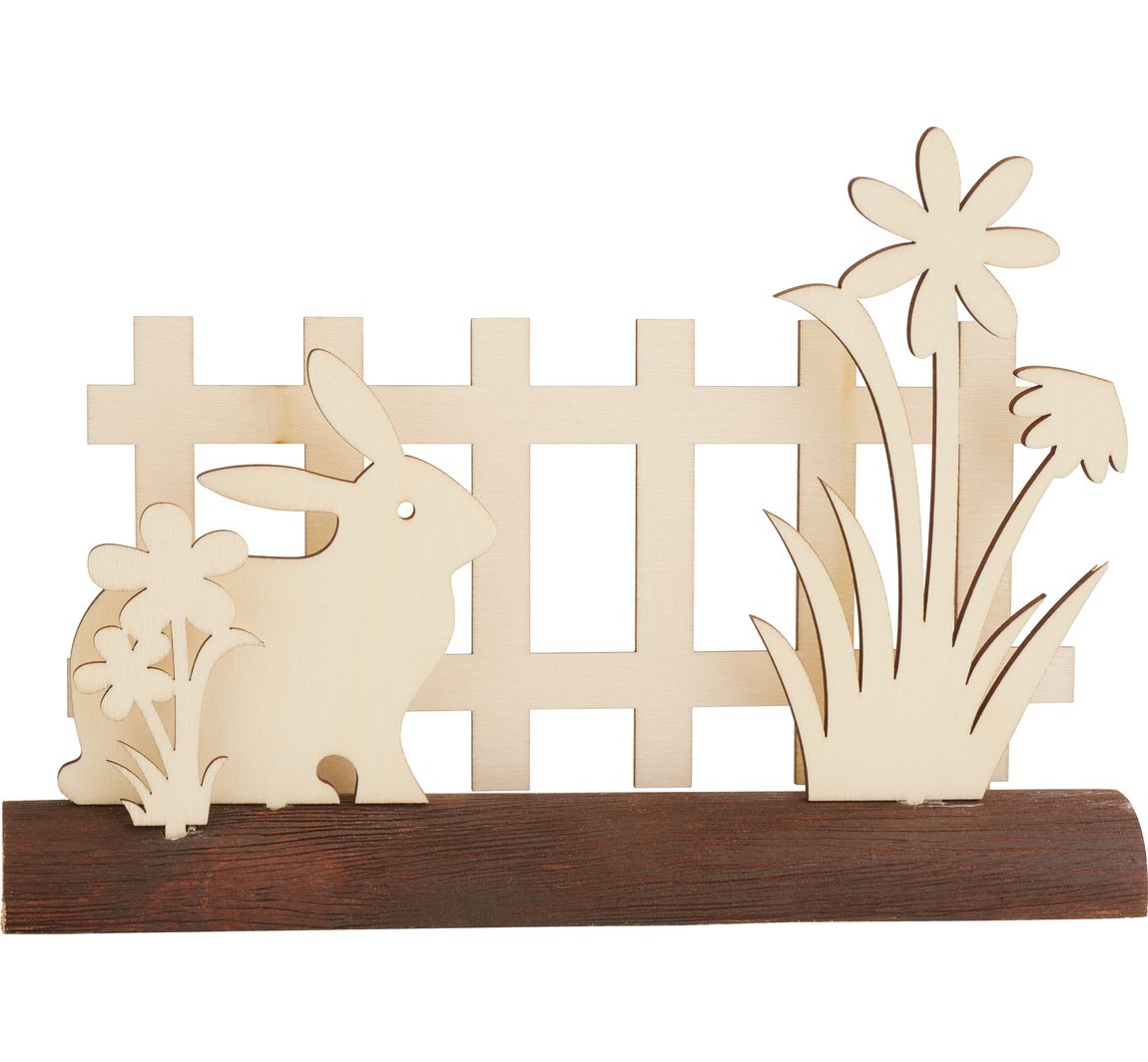 VBS Holz-Steckmotiv auf Baumstamm - Hase am Gartenzaun